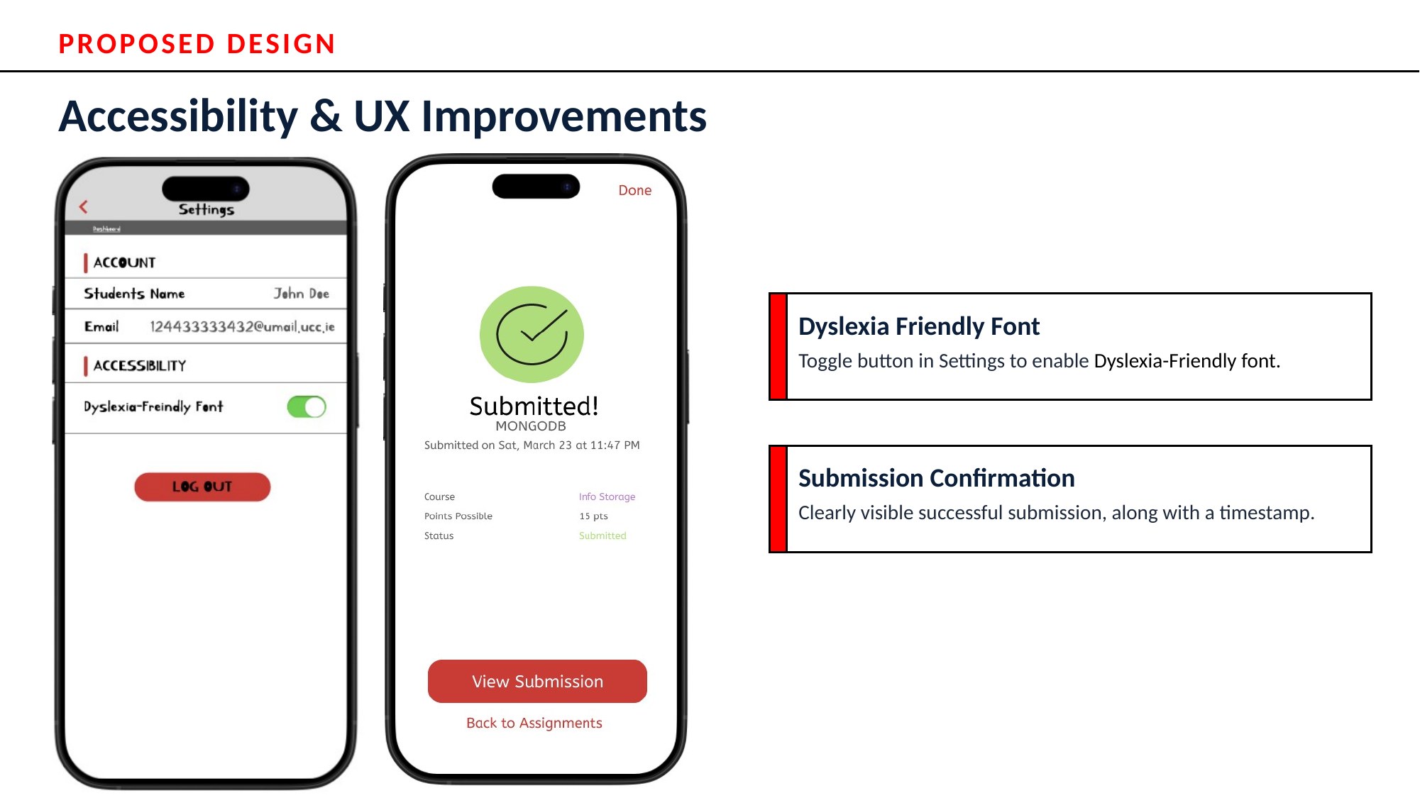 Slide 9: Proposed Design: Accessibility & UX Improvements