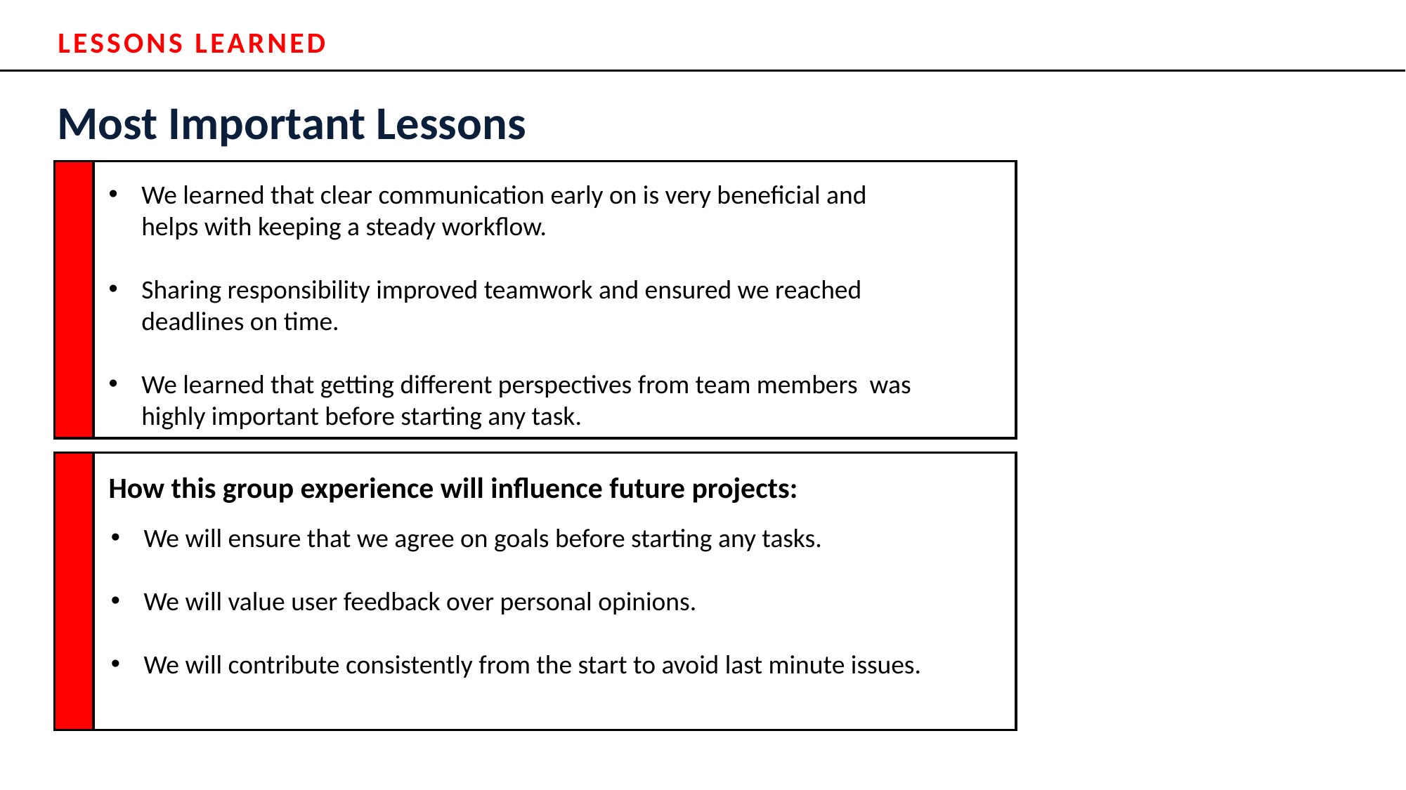 Slide 12: Most Important Lessons